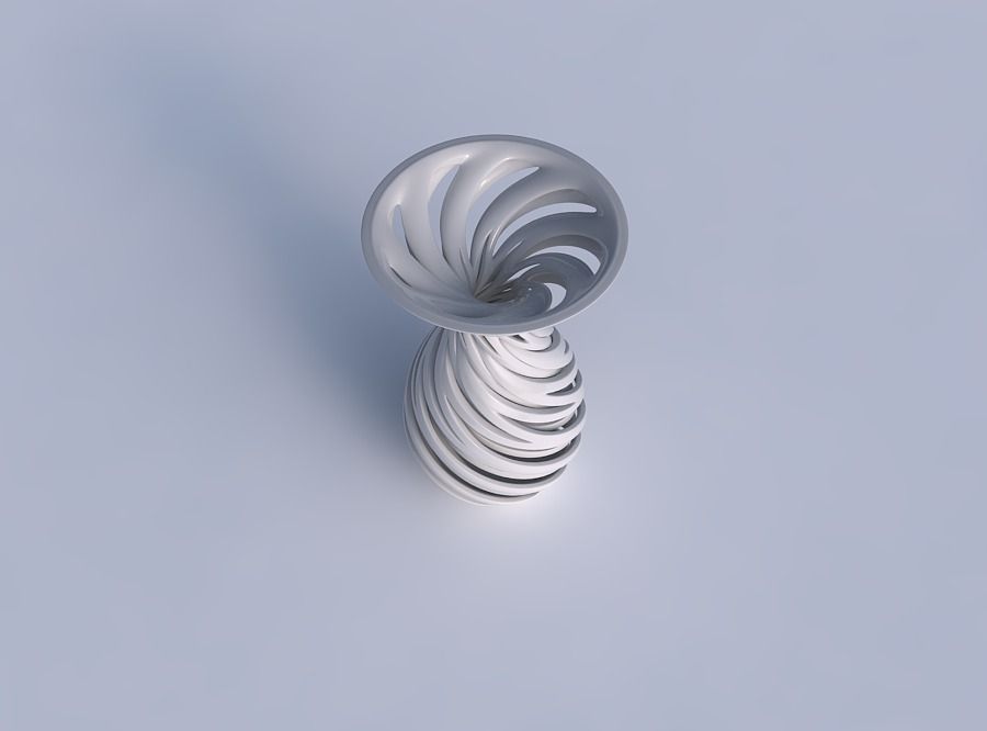 Vase funnel top oval bottom with intertwining lines very twisted 3D print model_1