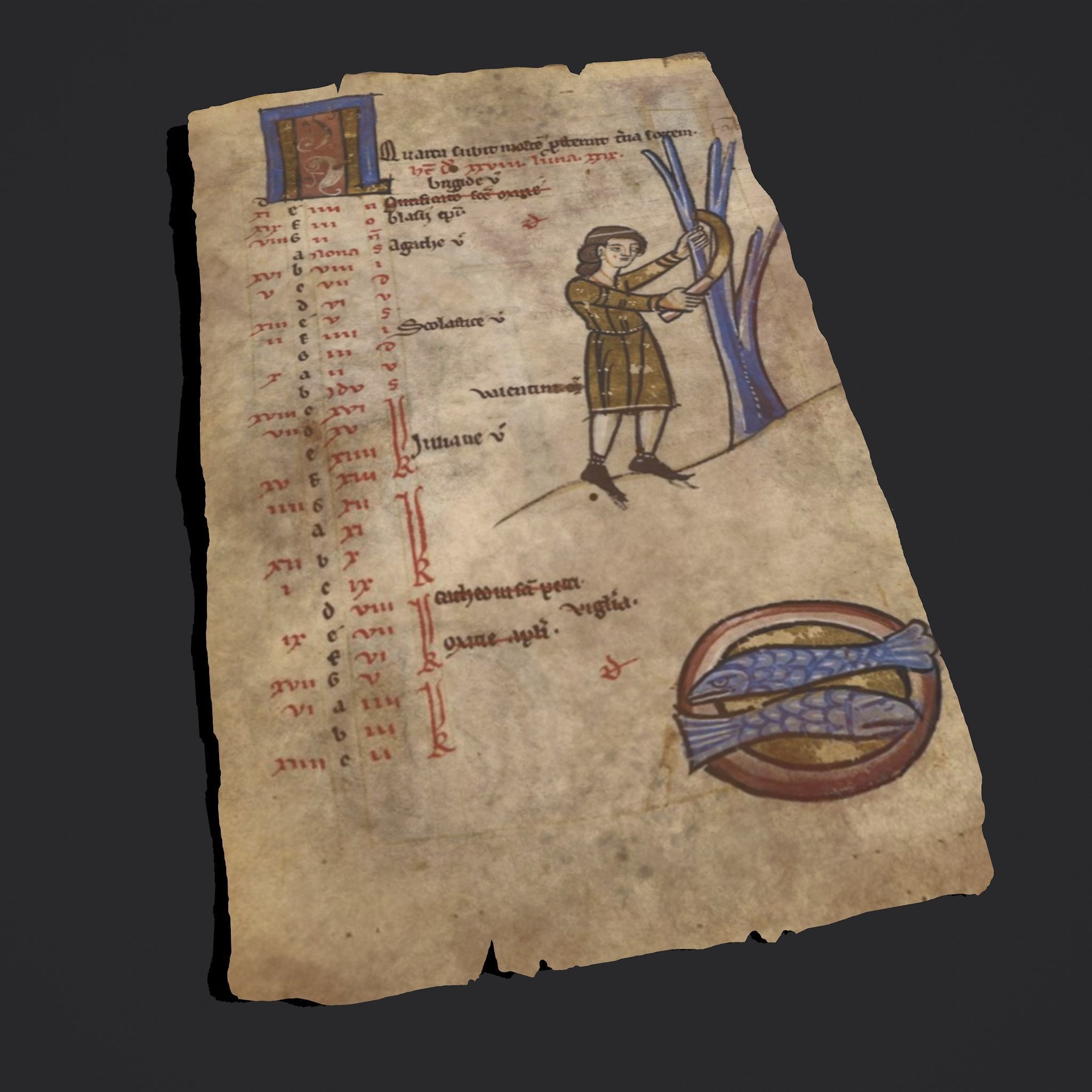 February Manuscript Page Low-poly 3D model_8