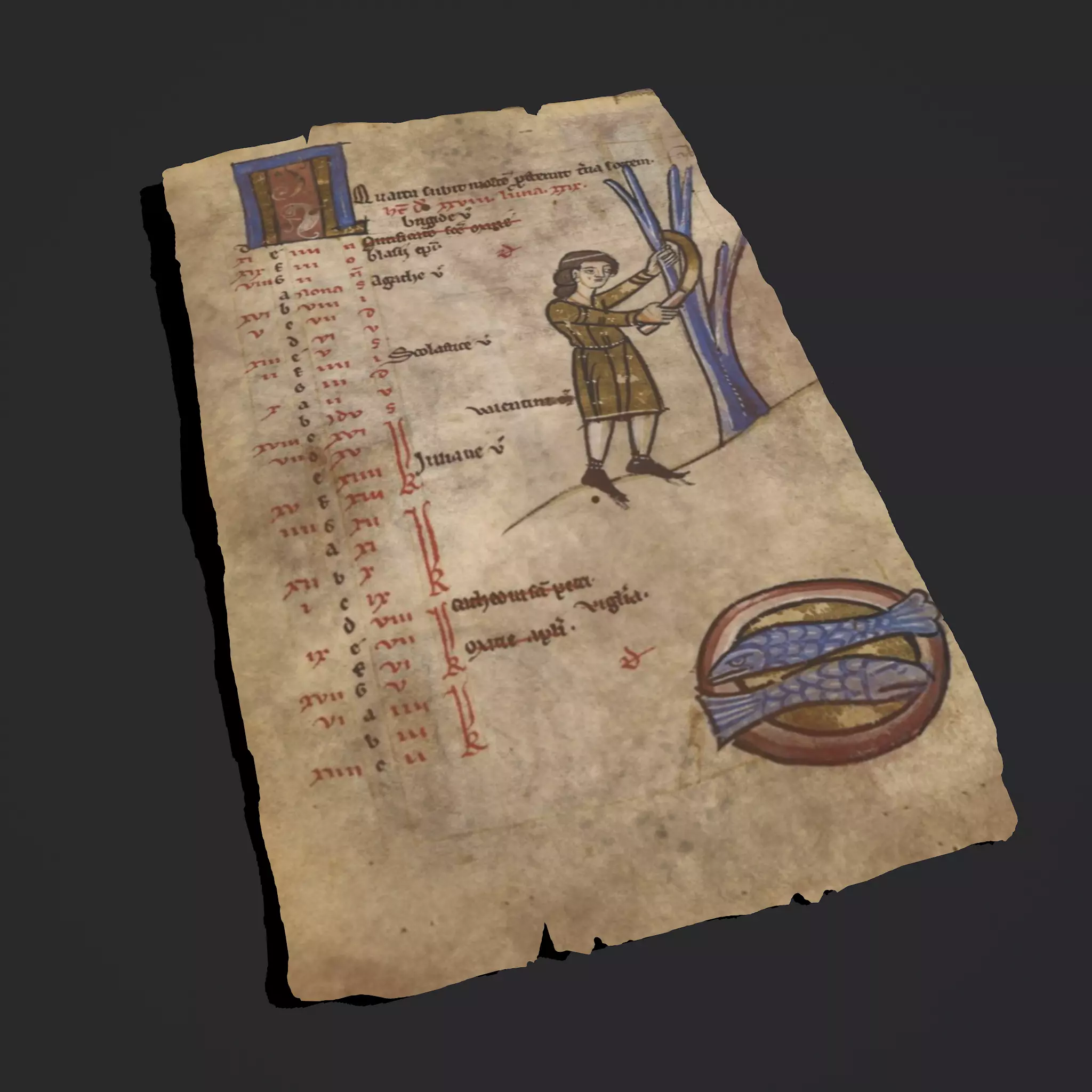 February Manuscript Page Low-poly 3D model_0