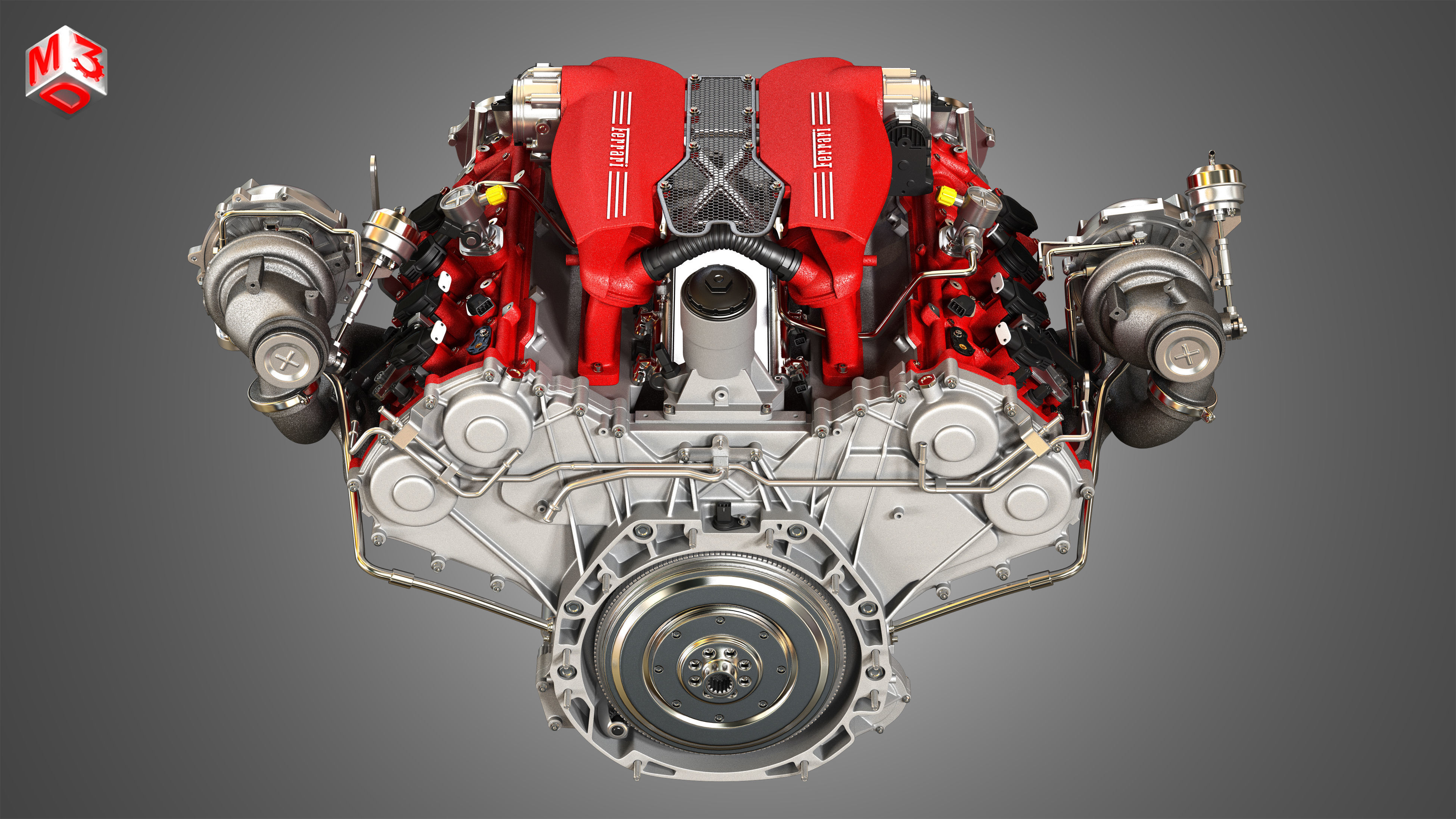 488 GTB - 488 Pista Engines - V8 Twin Turbo Engines 2 in 1 3D Model Collection_11