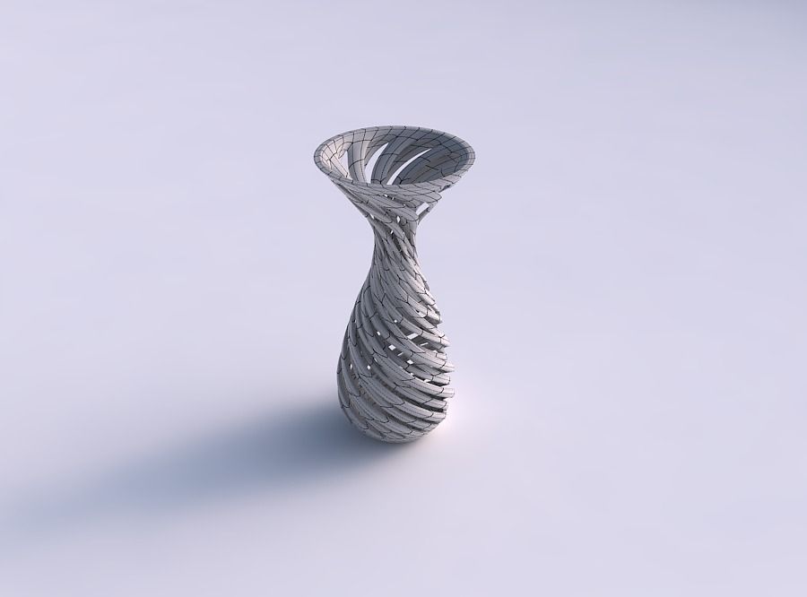 Vase funnel top oval bottom with intertwining lines very twis... 3D print model_5