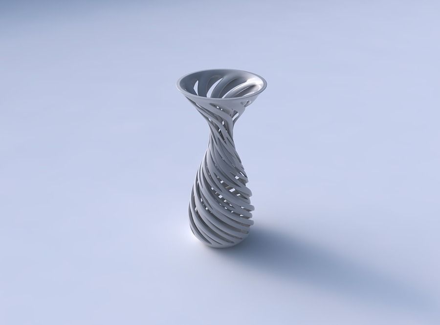Vase funnel top oval bottom with intertwining lines very twis... 3D print model_3