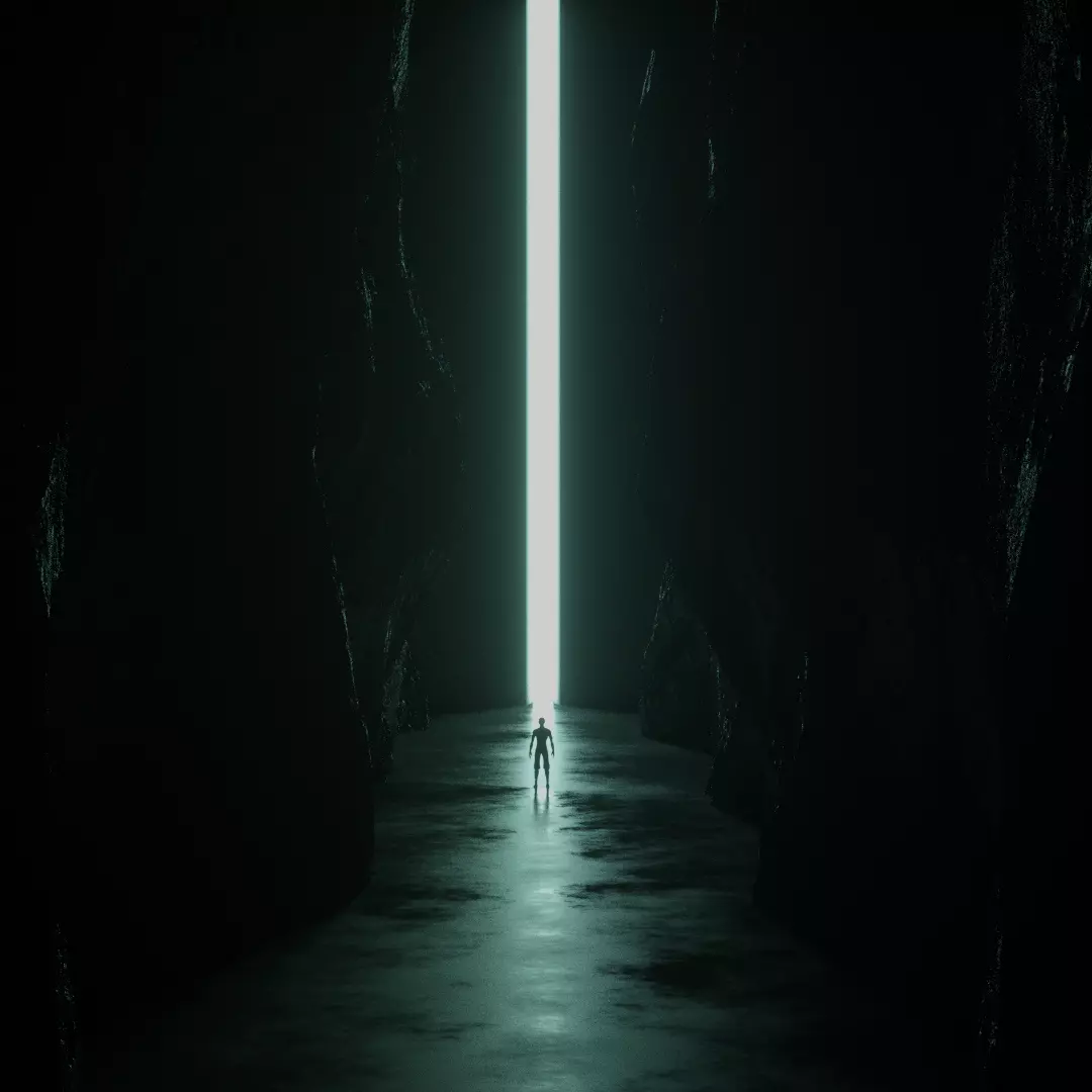 Otherworld cave with light 3D model_0