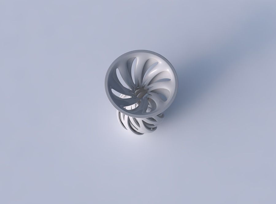 Vase funnel top oval bottom with intertwining lines twisted 3D print model_2