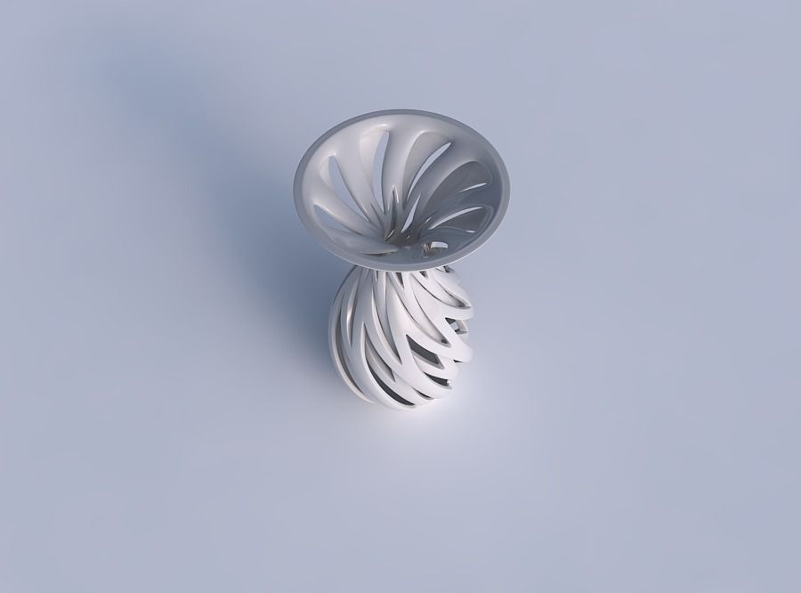 Vase funnel top oval bottom with intertwining lines twisted 3D print model_1