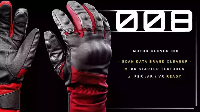 Motor Gloves 008 Low-poly 3D model