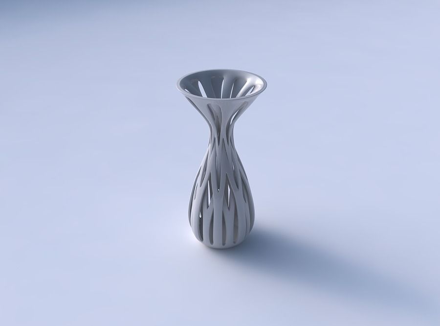 Vase funnel top oval bottom with intertwining lines tapered 3D print model_3