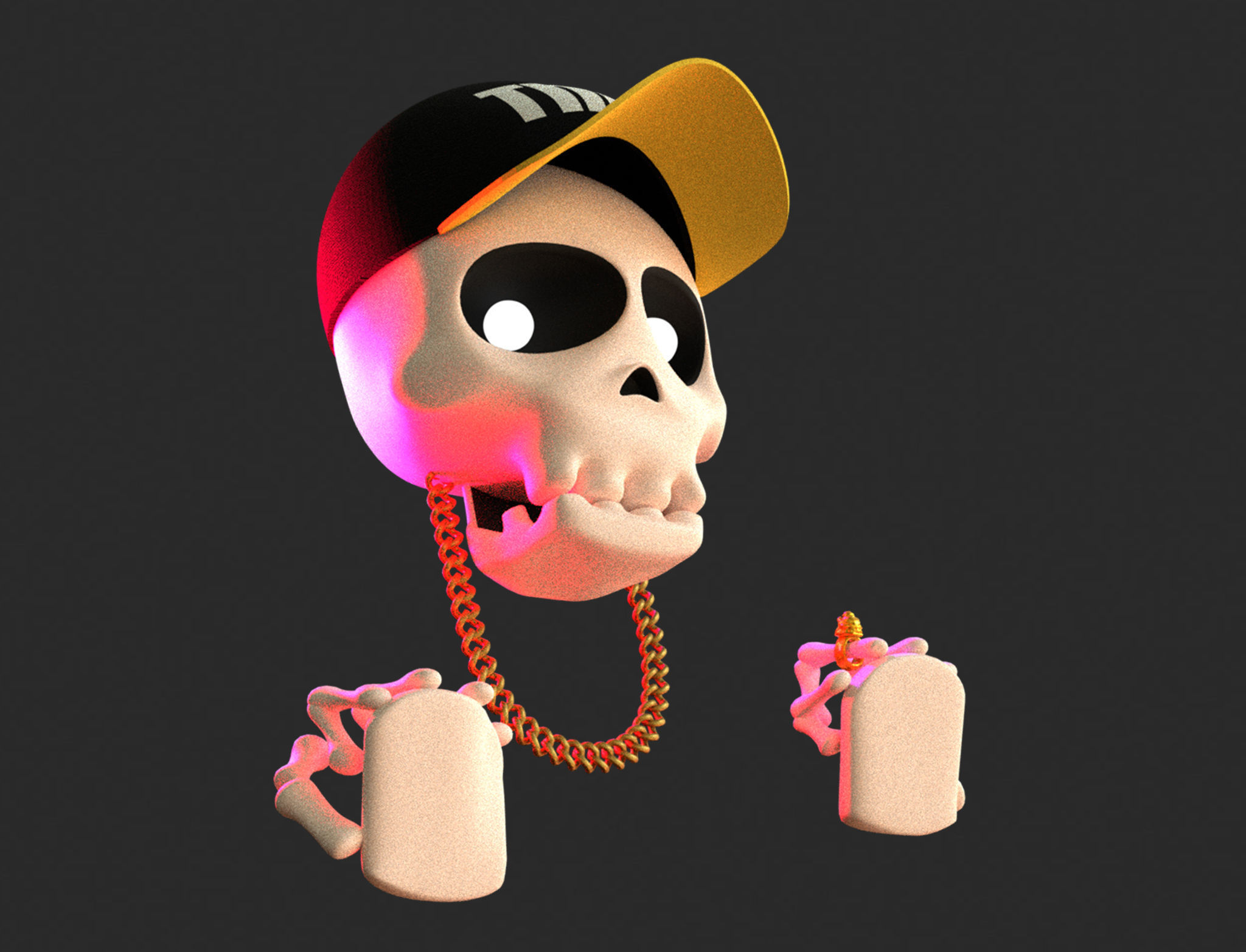 Animated  Skull  Middle Finger Emoji Low-poly 3D model_3