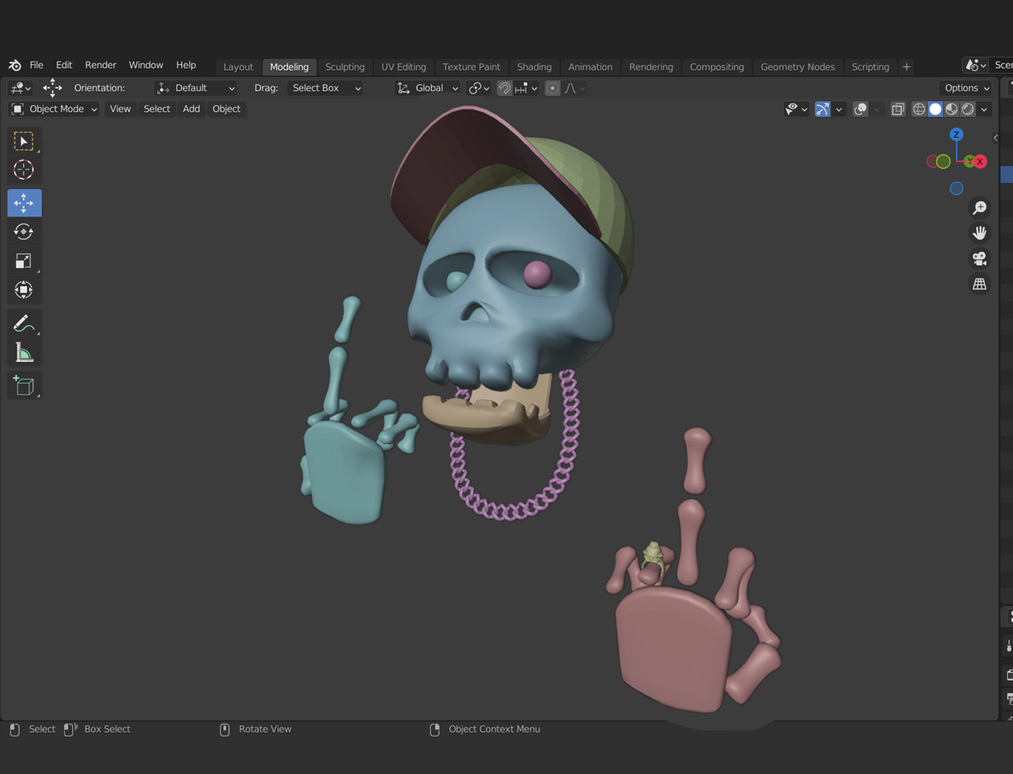 Animated  Skull  Middle Finger Emoji Low-poly 3D model_6