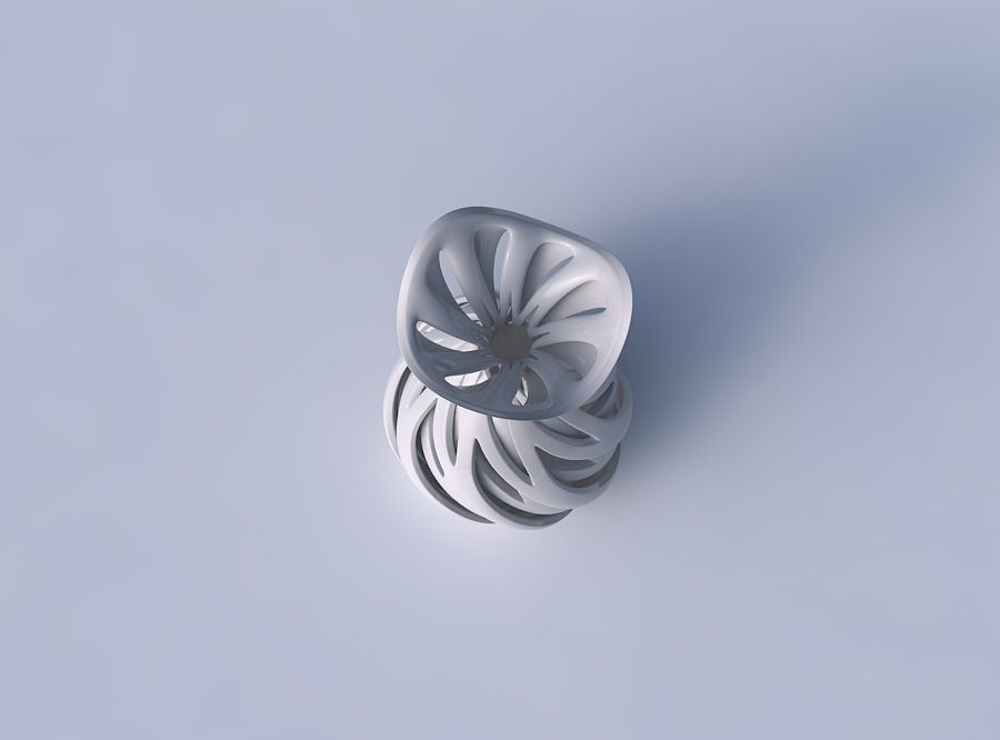 Vase funnel top oval bottom with intertwining lines twisted a... 3D print model_2