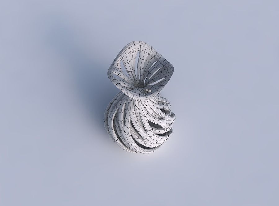 Vase funnel top oval bottom with intertwining lines twisted a... 3D print model_6