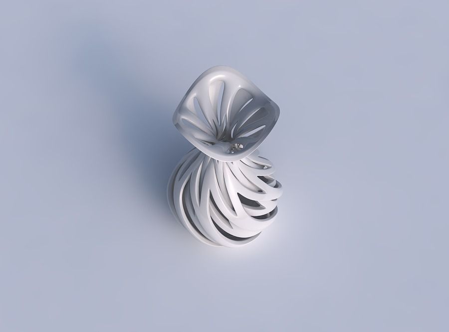 Vase funnel top oval bottom with intertwining lines twisted a... 3D print model_1