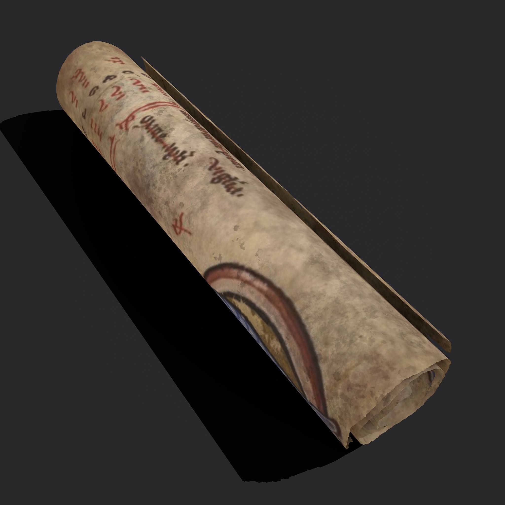 February Manuscript Scroll  Low-poly 3D model_10