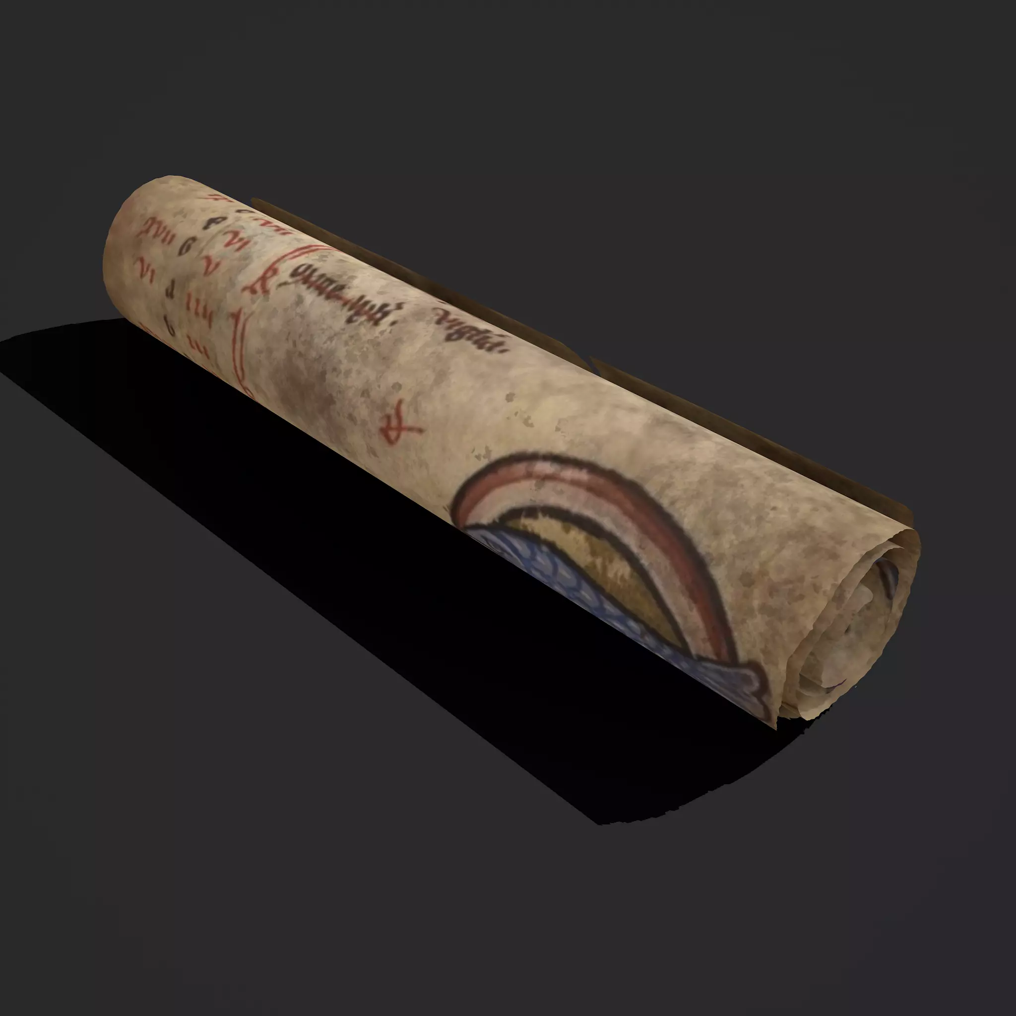 February Manuscript Scroll  Low-poly 3D model_0