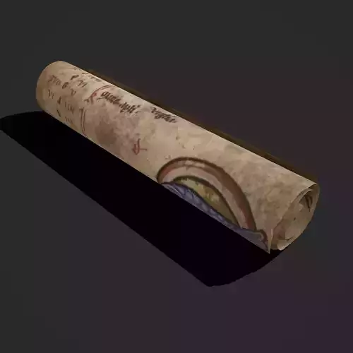 February Manuscript Scroll  Low-poly 3D model