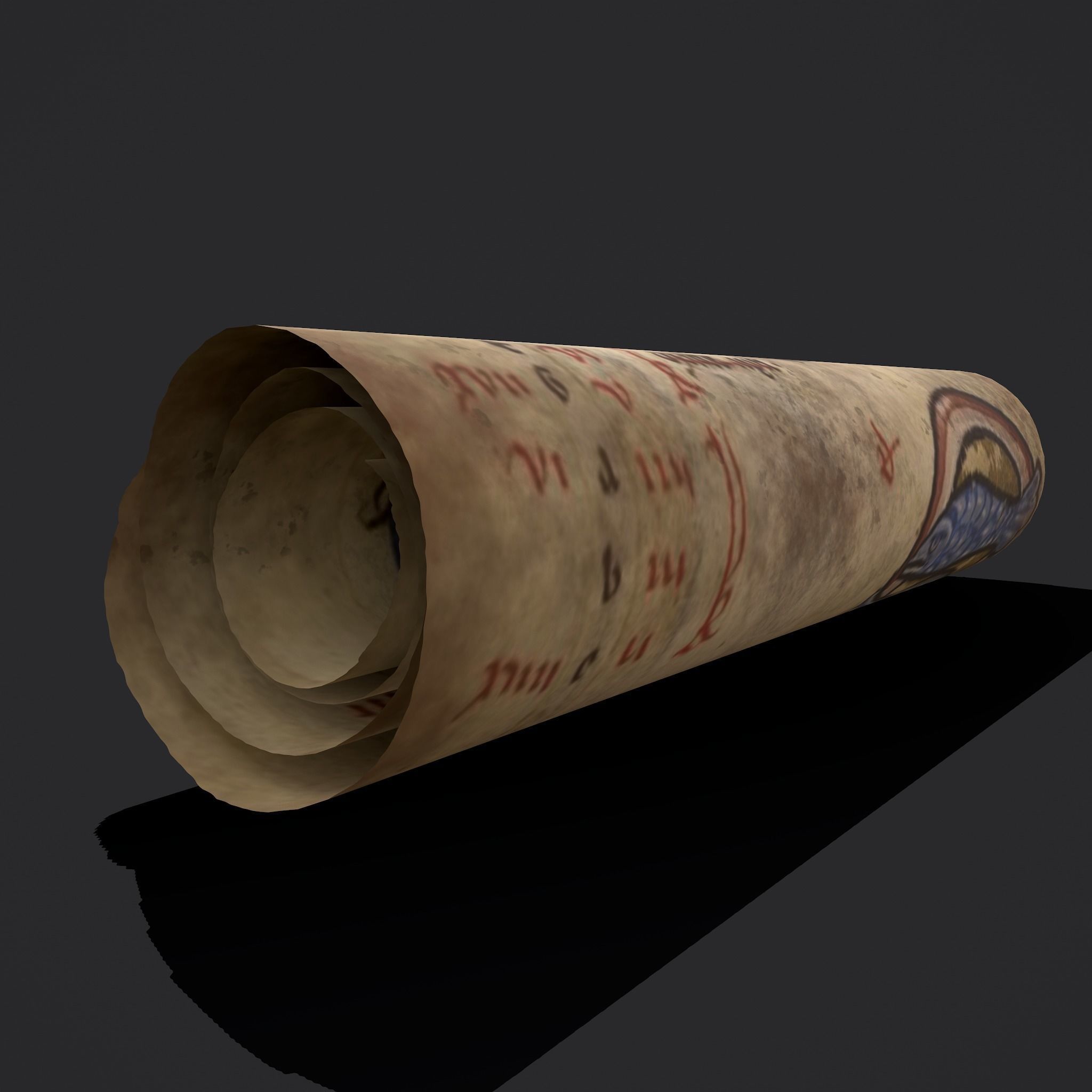 February Manuscript Scroll  Low-poly 3D model_4