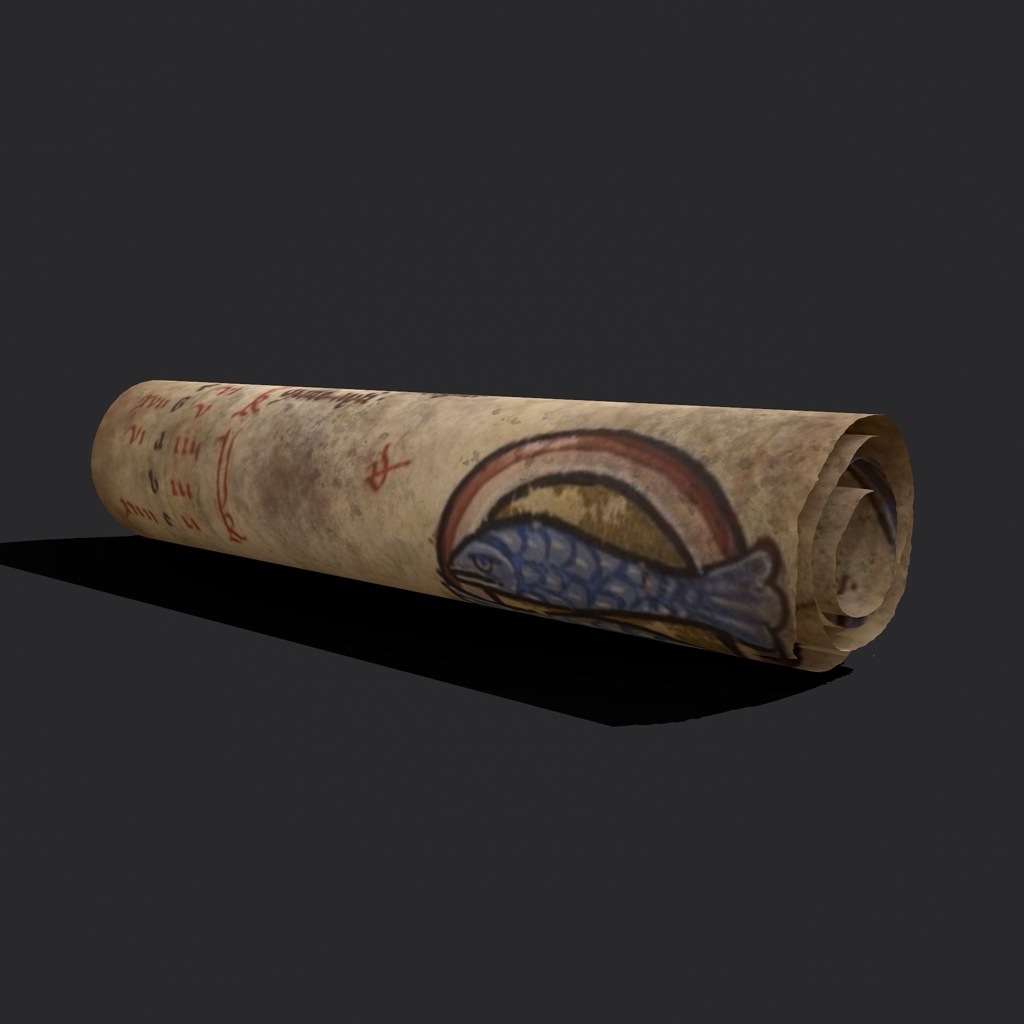 February Manuscript Scroll  Low-poly 3D model_3