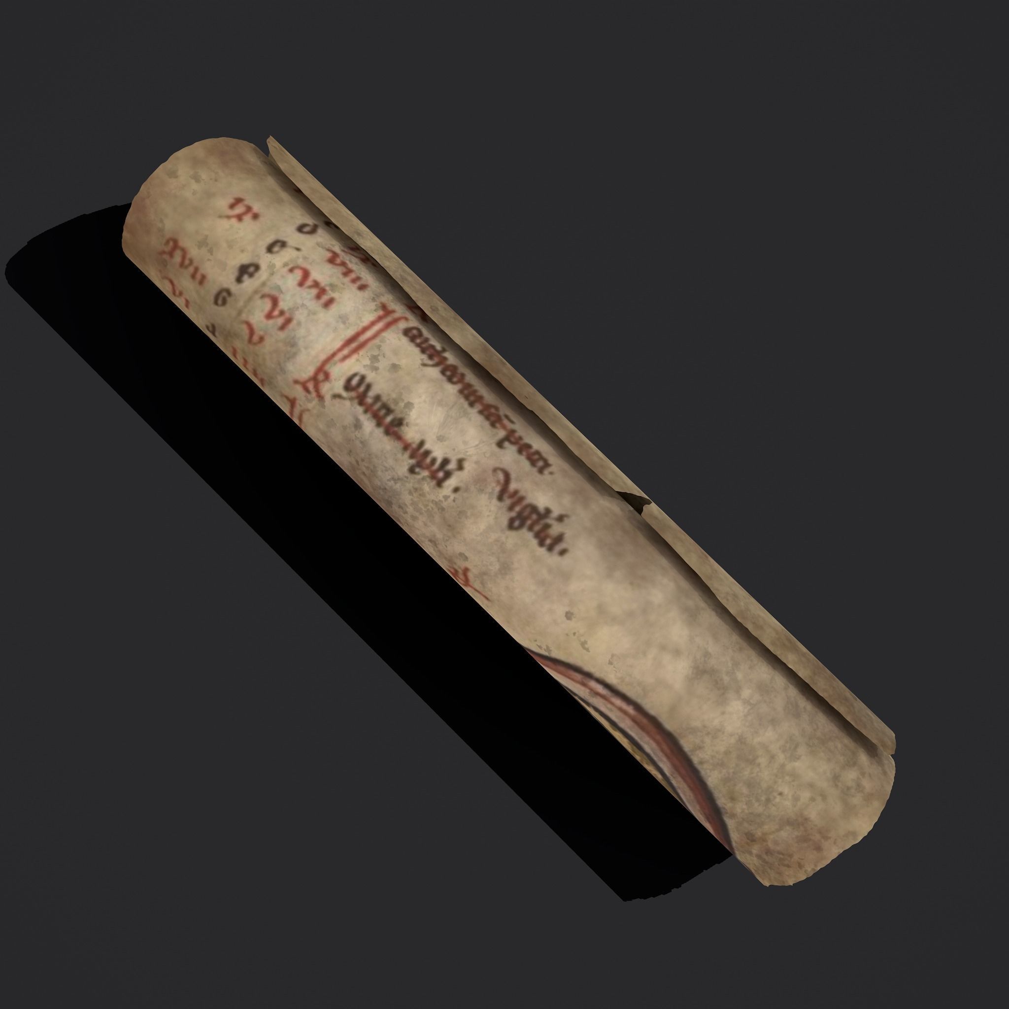 February Manuscript Scroll  Low-poly 3D model_2