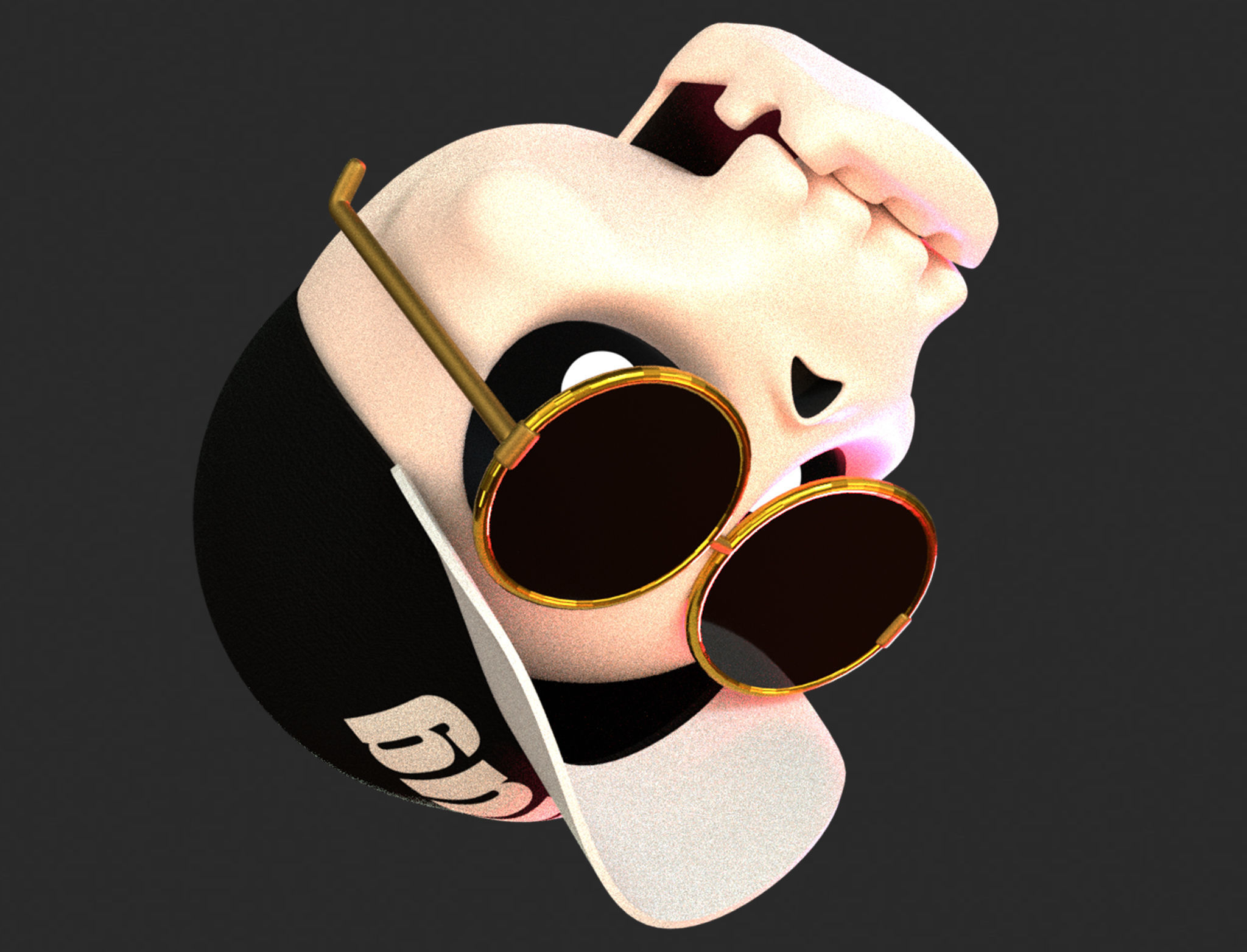 Animated SwagSkull Emoji Low-poly 3D model_2