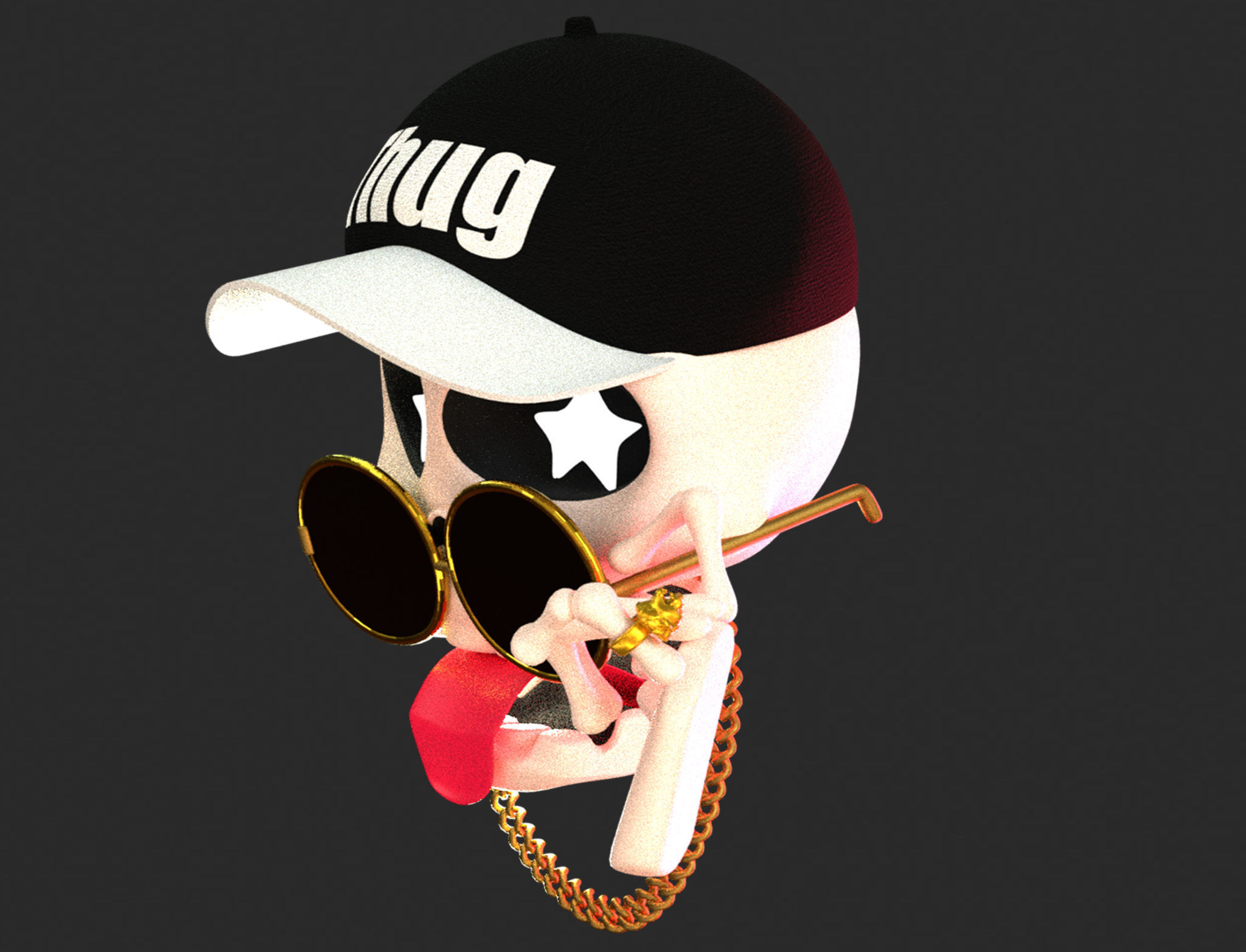 Animated SwagSkull Emoji Low-poly 3D model_6
