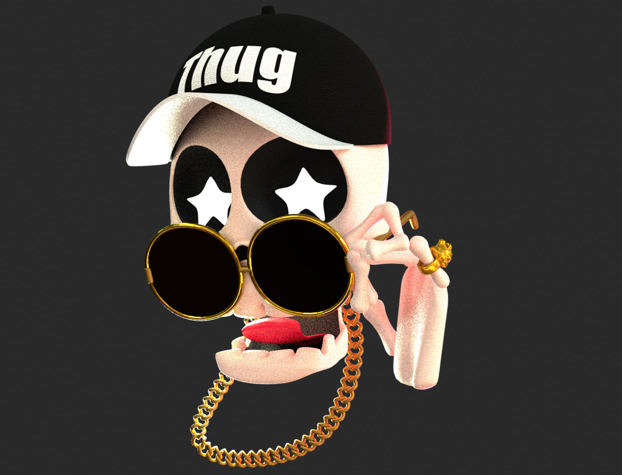Animated SwagSkull Emoji Low-poly 3D model_3