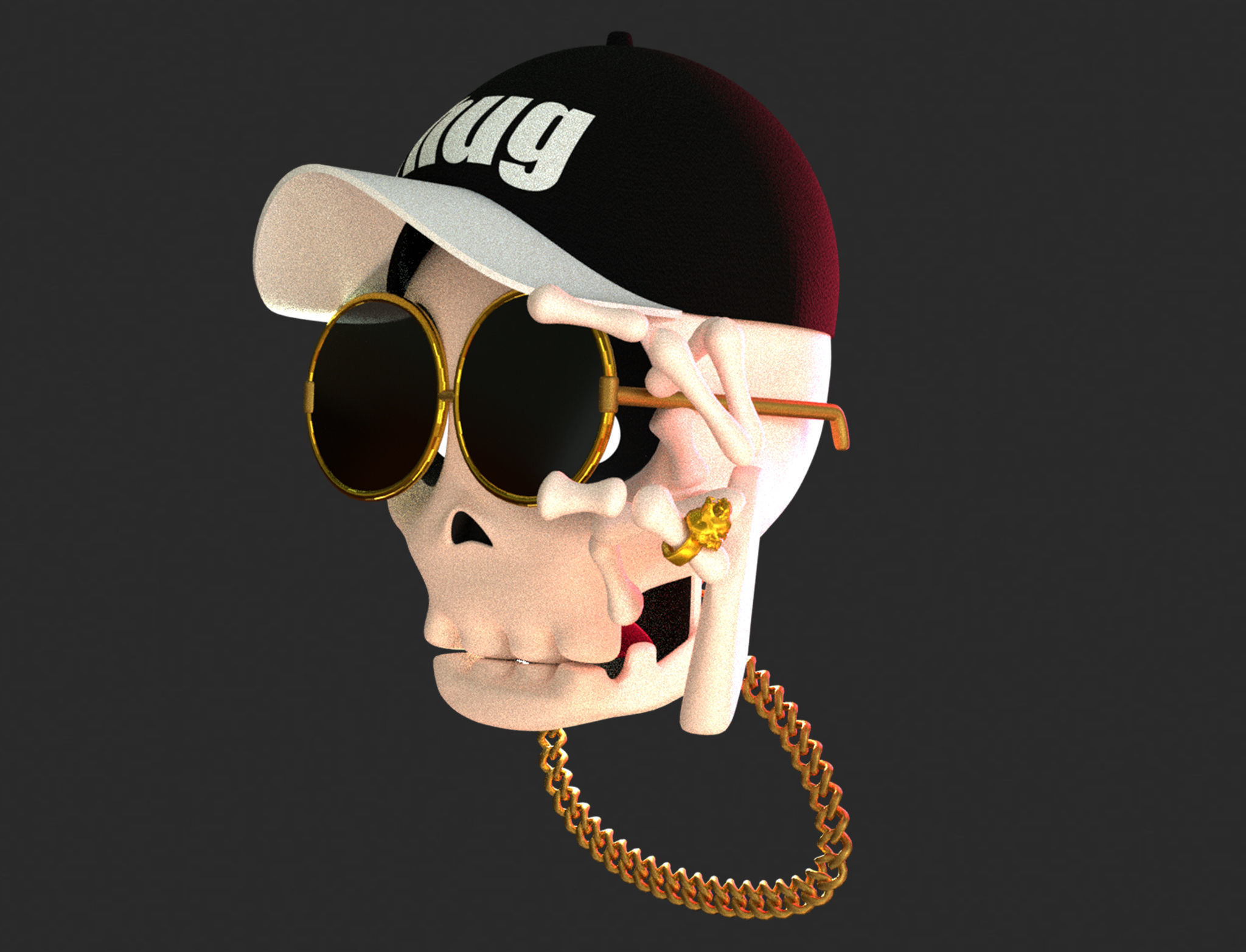 Animated SwagSkull Emoji Low-poly 3D model_5