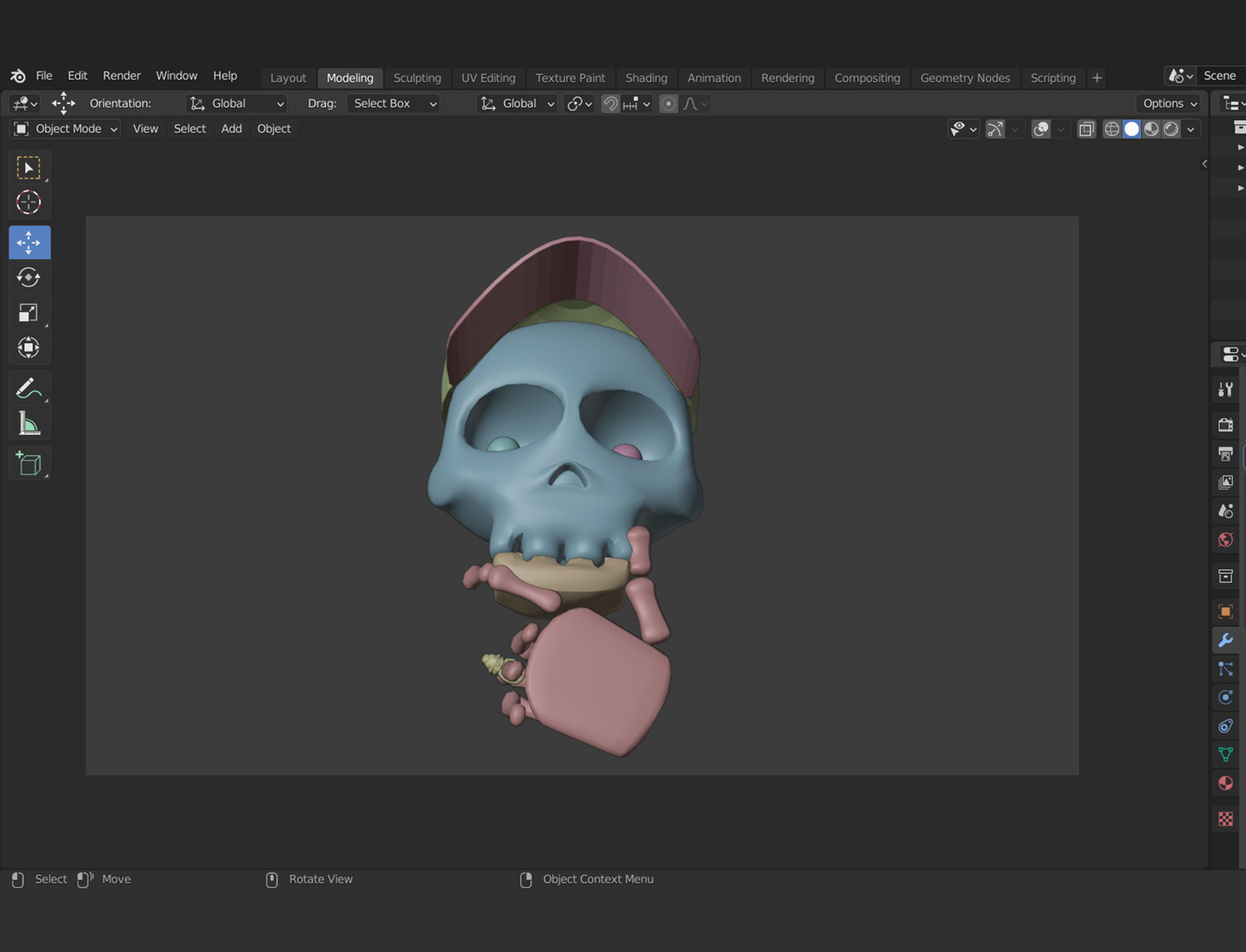 Animated Threaten Skull Emoji Low-poly 3D model_6