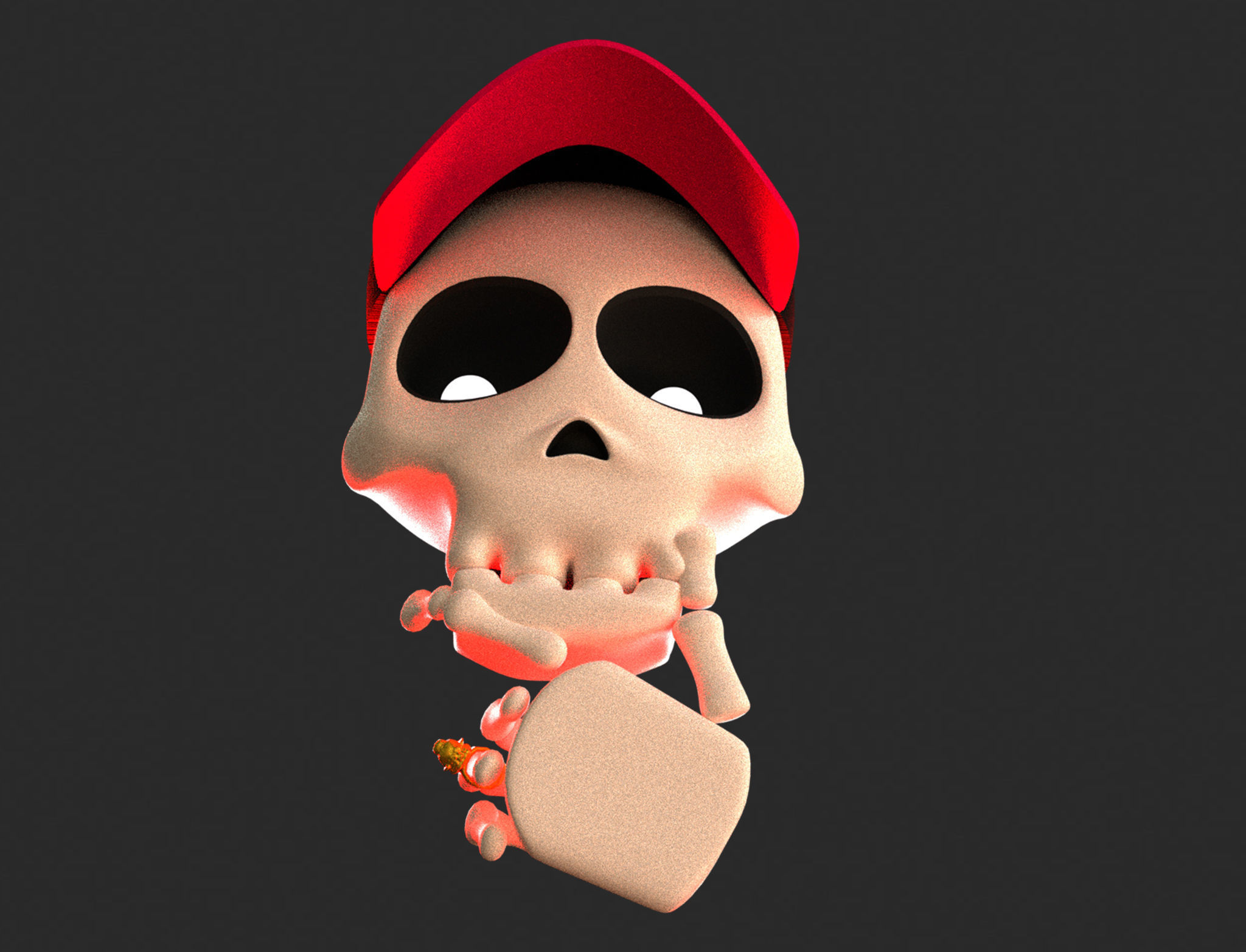 Animated Threaten Skull Emoji Low-poly 3D model_5