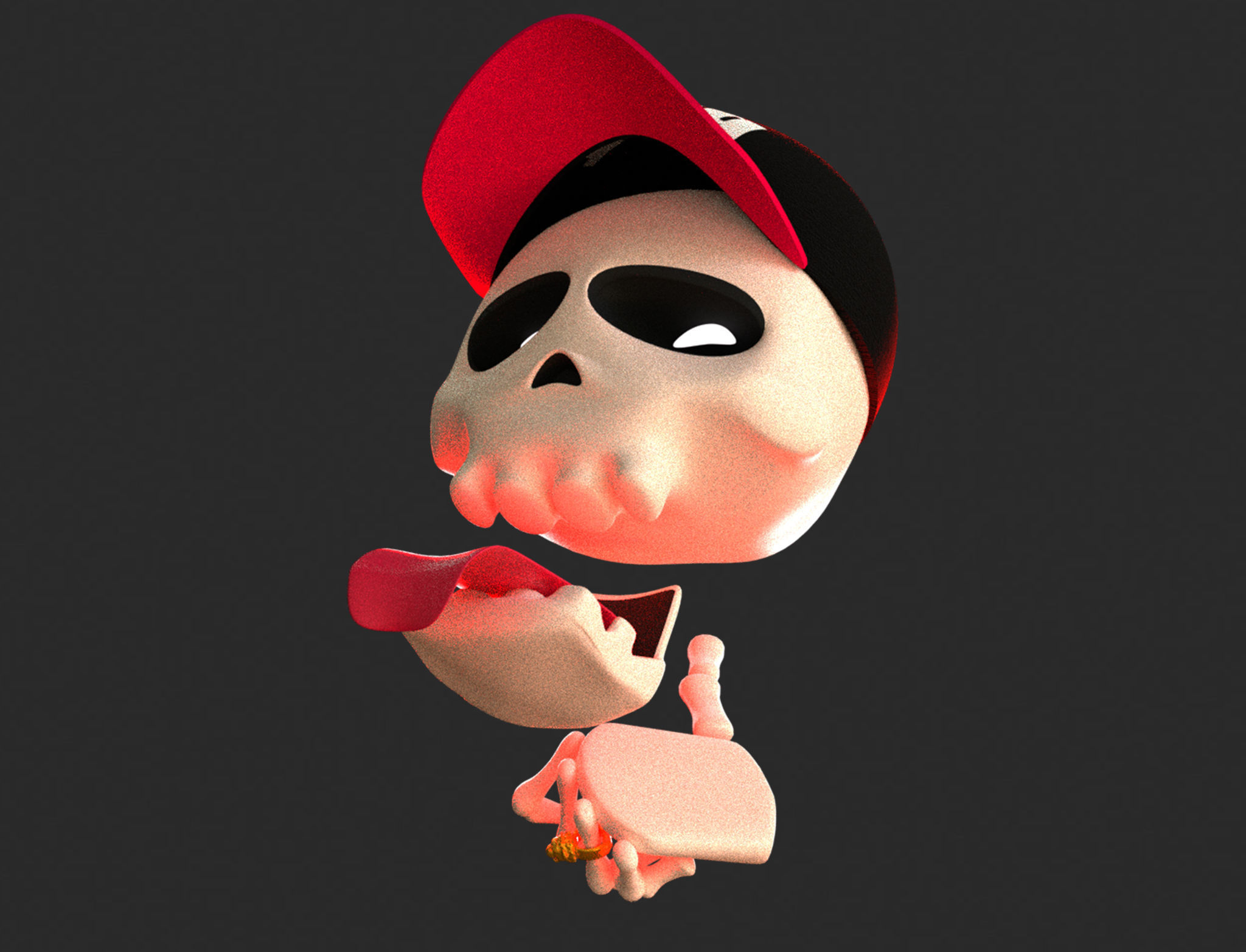 Animated Threaten Skull Emoji Low-poly 3D model_2
