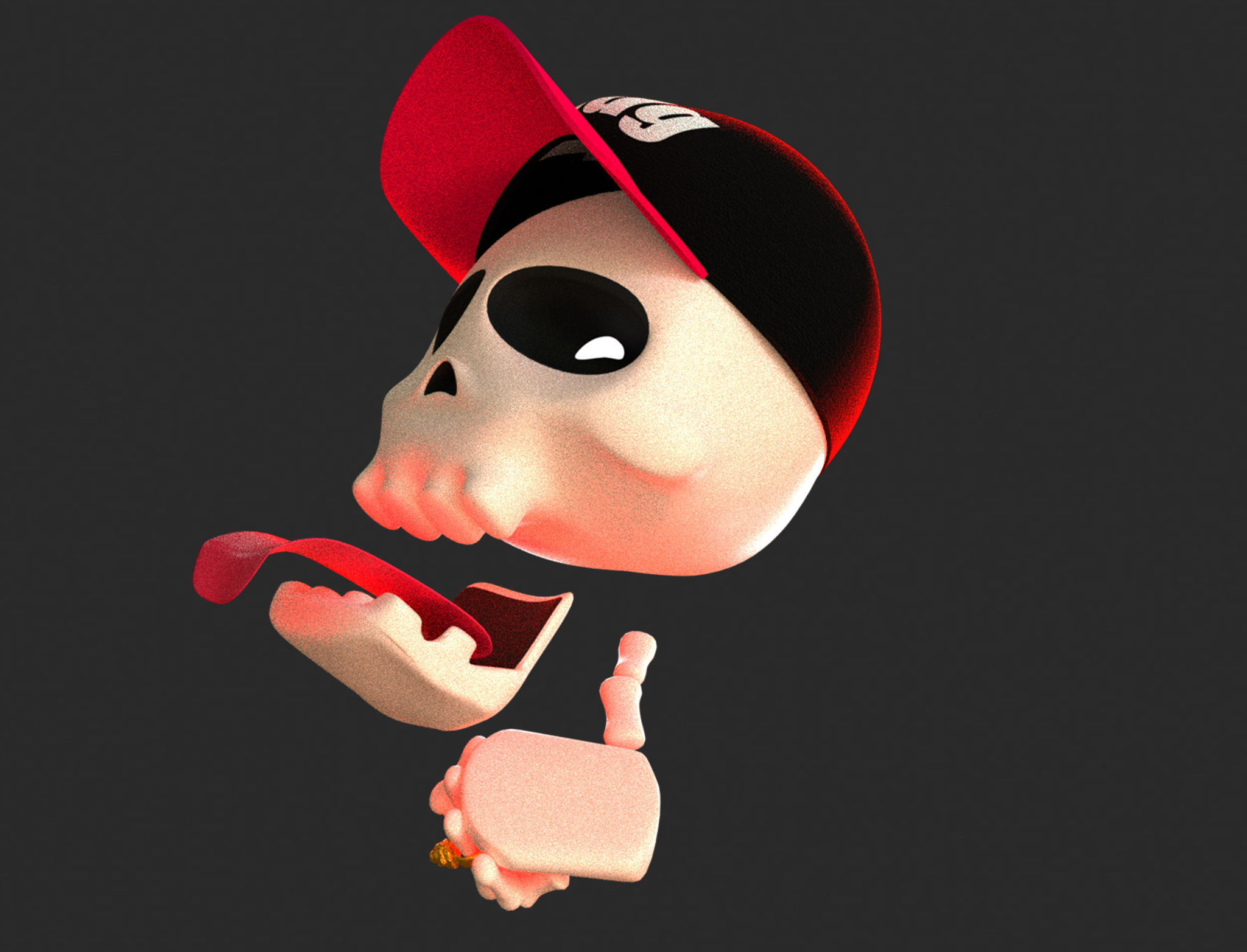 Animated Threaten Skull Emoji Low-poly 3D model_3