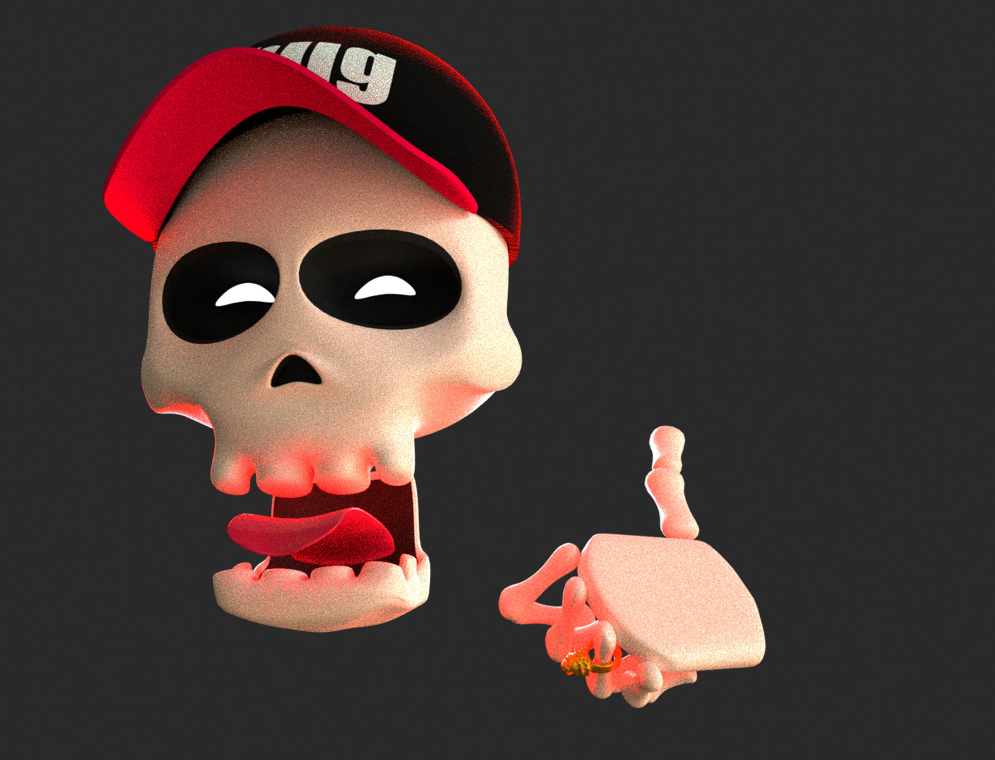 Animated Threaten Skull Emoji Low-poly 3D model_4