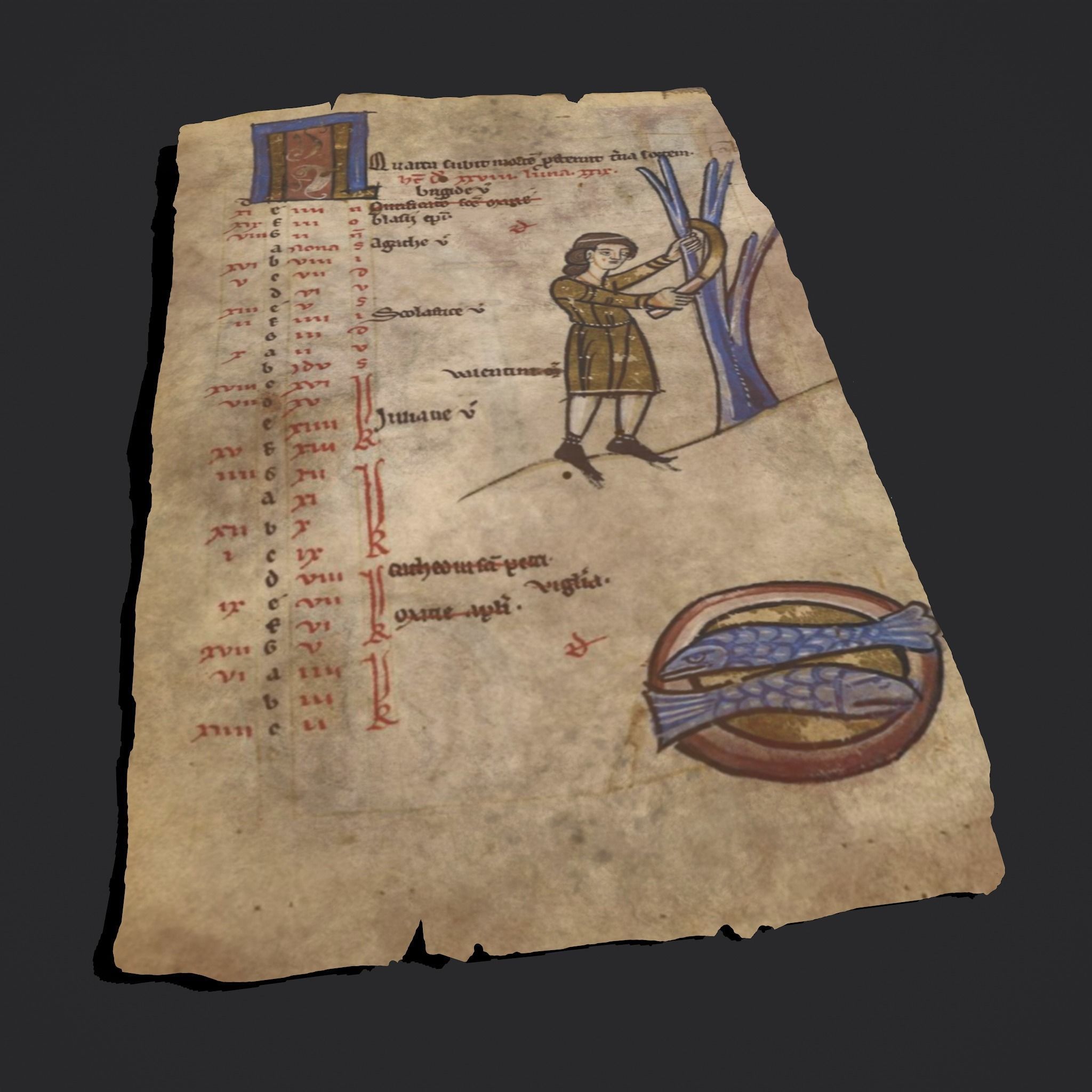 February Manuscript Page and Scroll  3D Model Collection_15