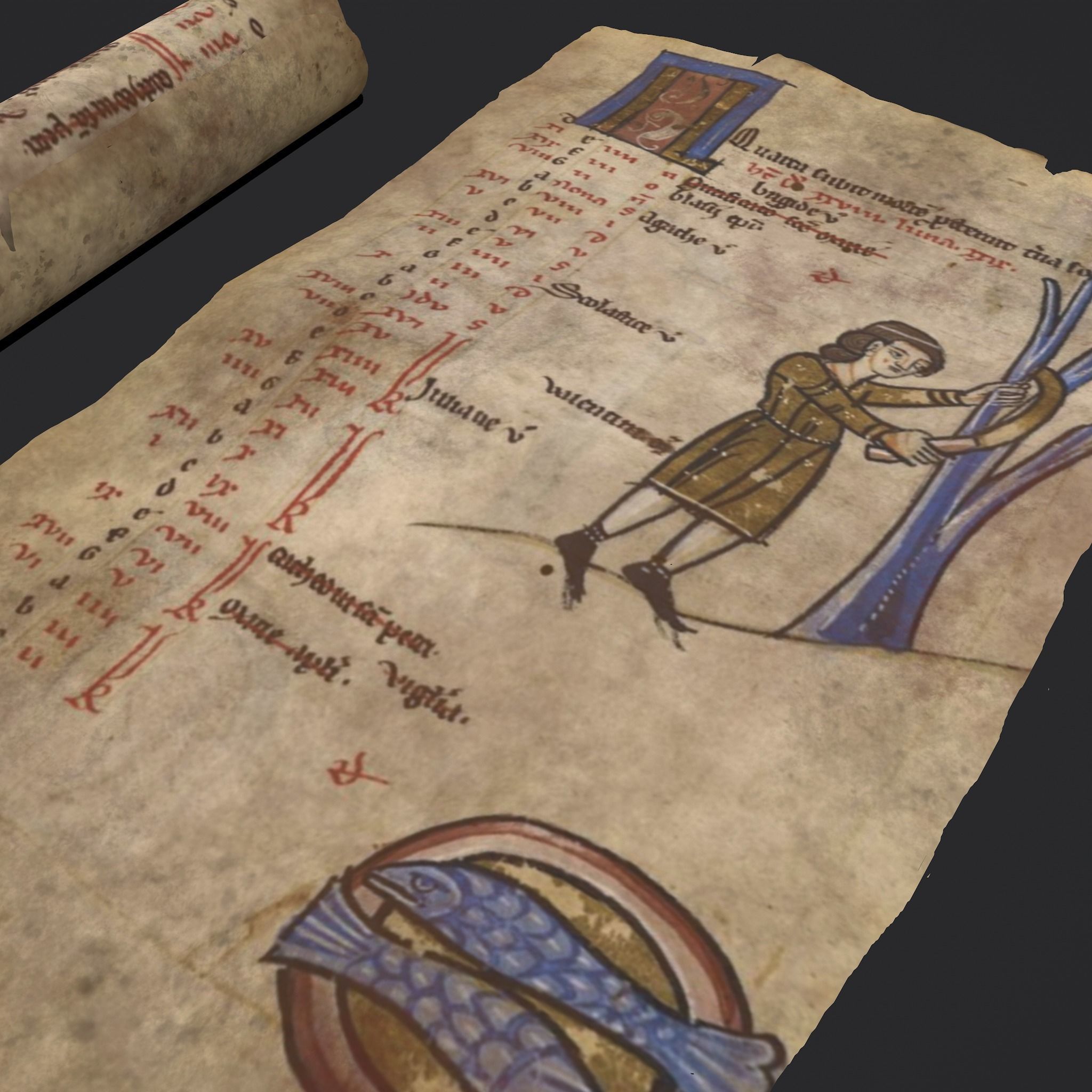 February Manuscript Page and Scroll  3D Model Collection_10