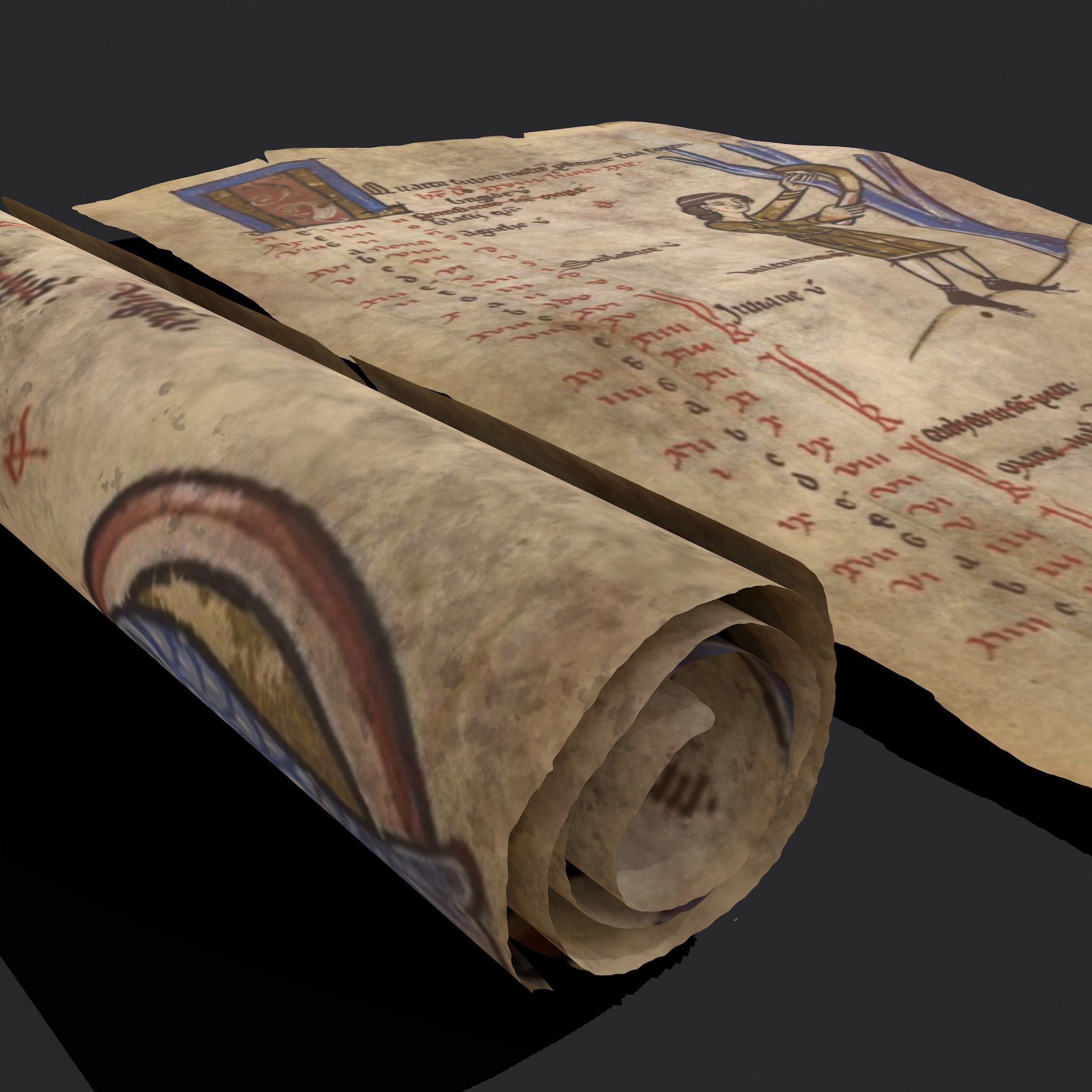 February Manuscript Page and Scroll  3D Model Collection_8