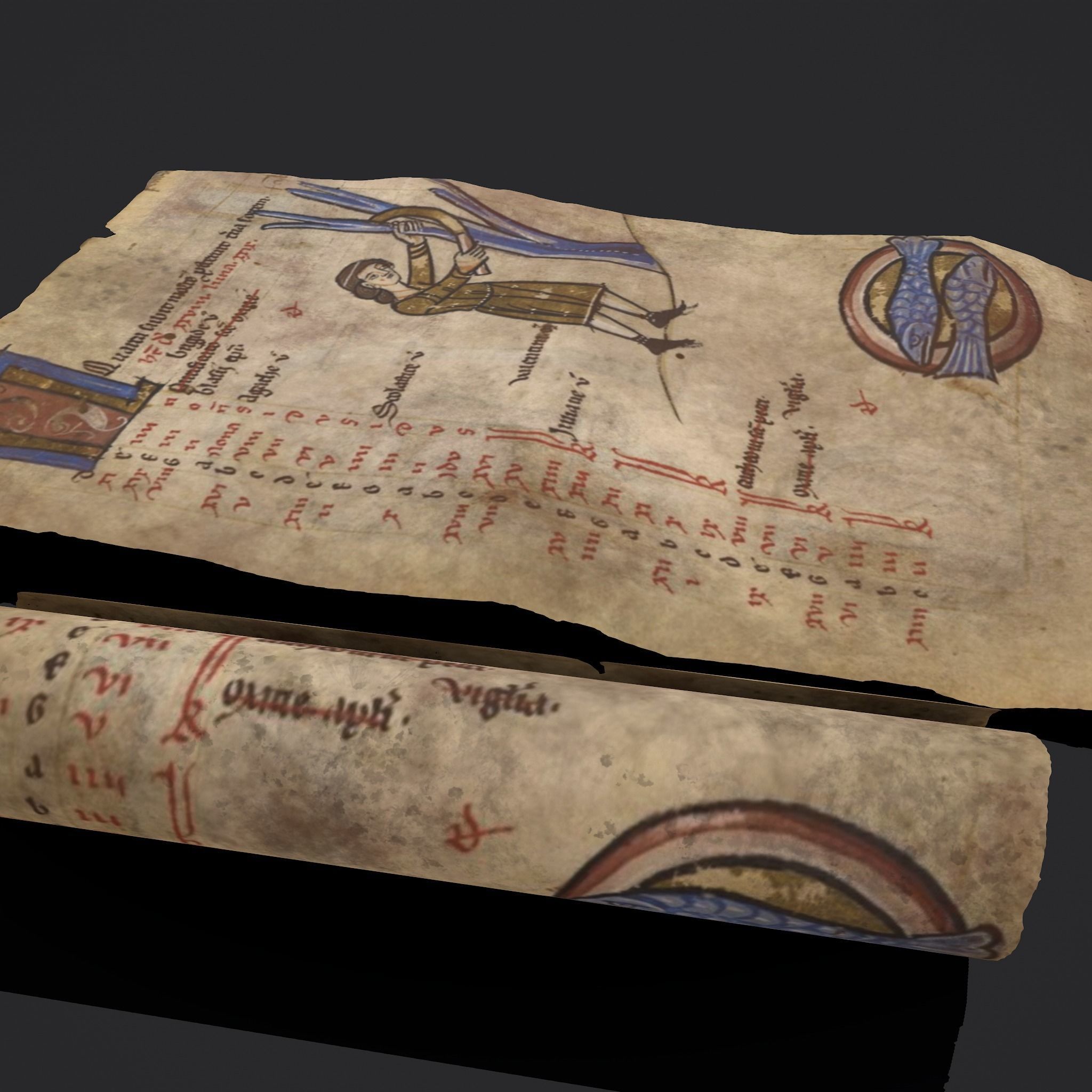 February Manuscript Page and Scroll  3D Model Collection_9