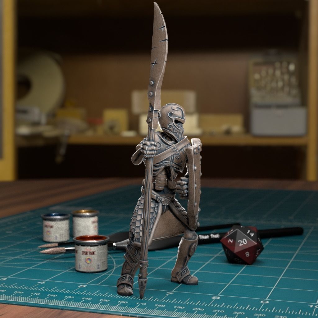 Undead Skeleton 002 - Pre-Supported - DnD - 32mm Fantasy minis 3D print model_3