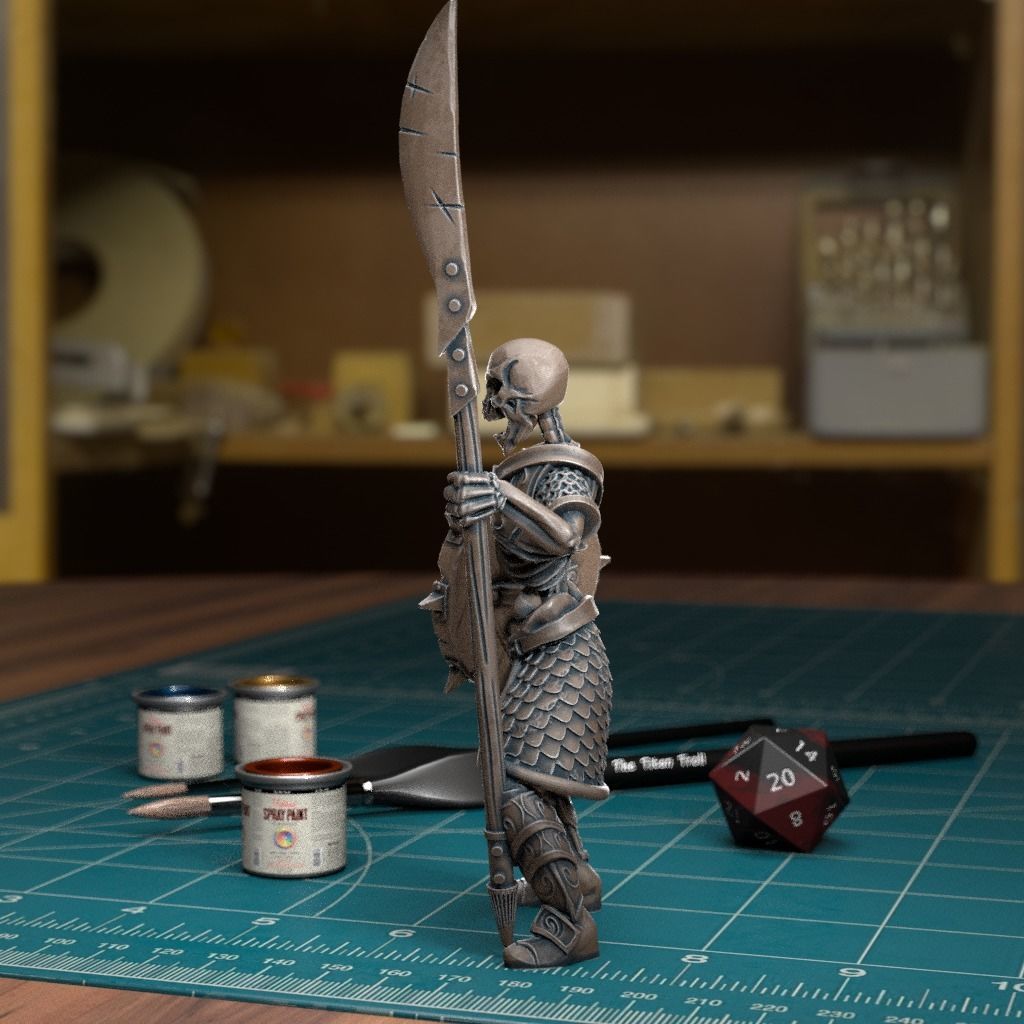 Undead Skeleton 004 - Pre-Supported - DnD - 32mm Fantasy minis 3D print model_1
