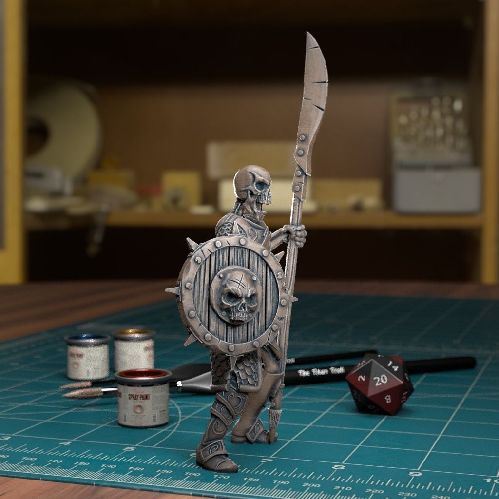 Undead Skeleton 004 - Pre-Supported - DnD - 32mm Fantasy minis 3D print model_3