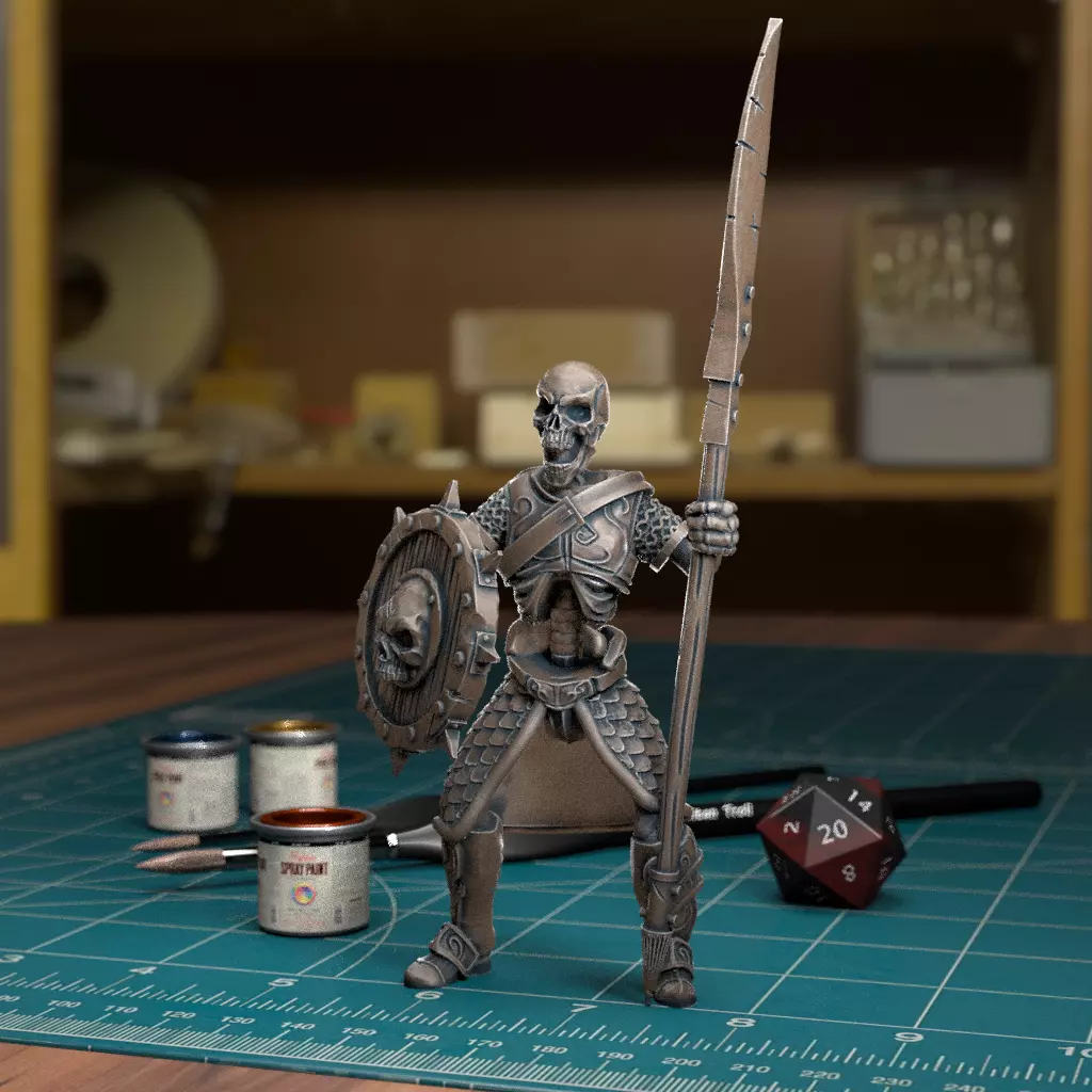 Undead Skeleton 004 - Pre-Supported - DnD - 32mm Fantasy minis 3D print model_0