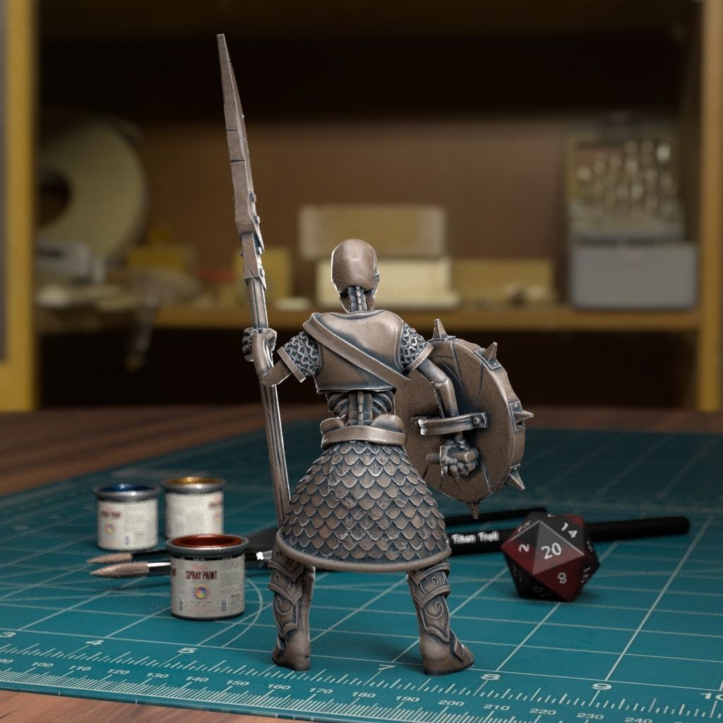 Undead Skeleton 004 - Pre-Supported - DnD - 32mm Fantasy minis 3D print model_2