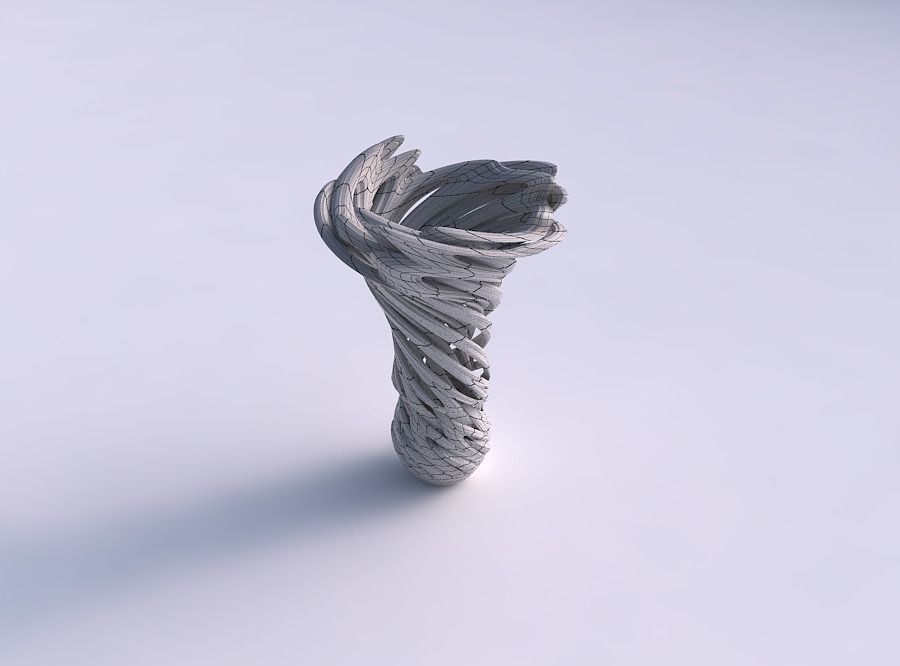 Vase flower funnel with beveled intertwining lines very twist... 3D print model_5