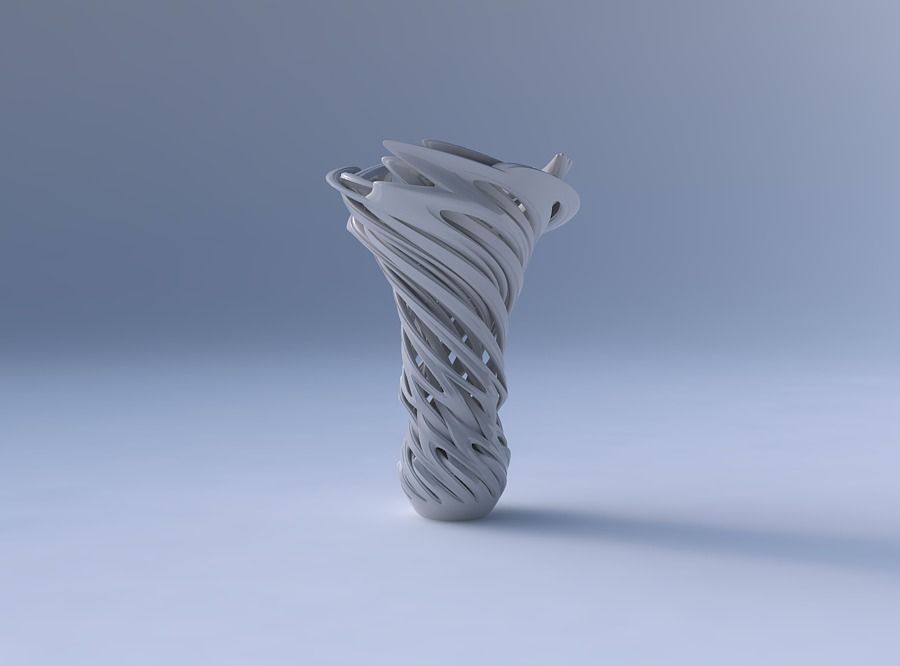 Vase flower funnel with beveled intertwining lines very twist... 3D print model_4