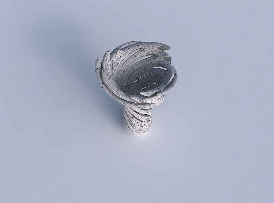 Vase flower funnel with beveled intertwining lines very twist... 3D print model_6