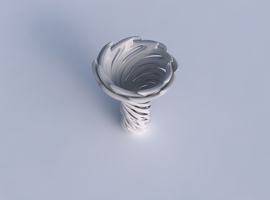 Vase flower funnel with beveled intertwining lines very twisted 3D print model_1