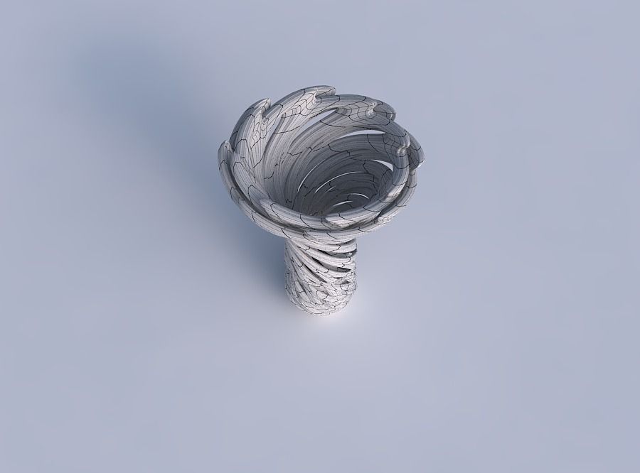 Vase flower funnel with beveled intertwining lines very twisted 3D print model_6