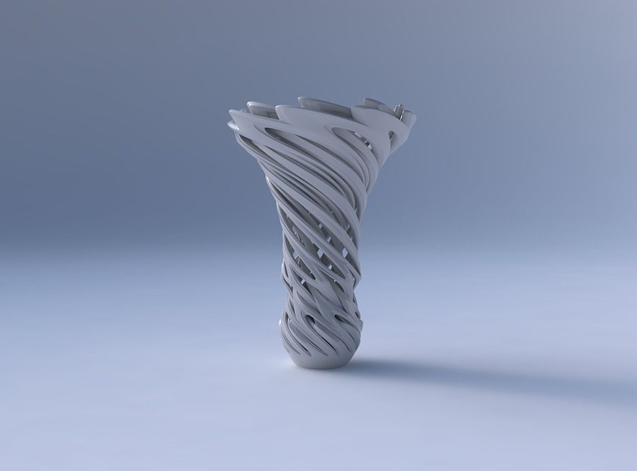 Vase flower funnel with beveled intertwining lines very twisted 3D print model_4