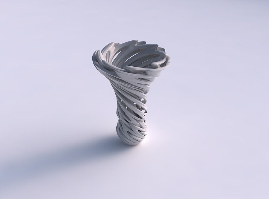Vase flower funnel with beveled intertwining lines very twisted 3D print model_0