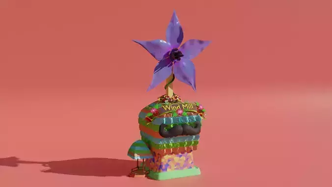 Cartoon Wind Mill Low-poly 3D model