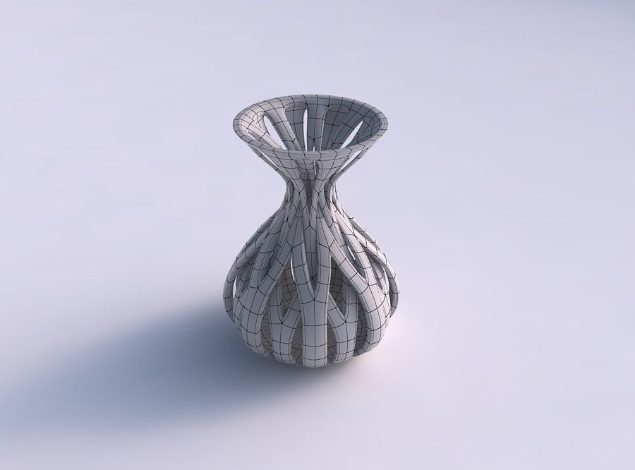 Vase funnel top oval bottom with intertwining lines tapered 2 3D print model_5