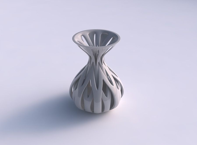 Vase funnel top oval bottom with intertwining lines tapered 2 3D print model